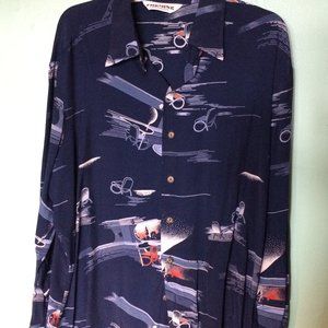 Vintage 60s? Chemise Beach Scenes Men's Shirt XL
